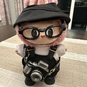 17cm Plush Doll Clothes Set with Camera and Glasses, No Doll